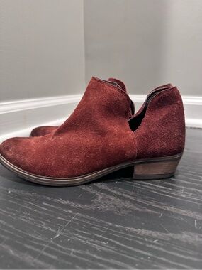 Burgundy Suede Ankle Booties